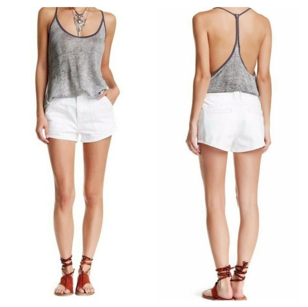🔥Free People High Waisted White Denim Jean Shorts - Picture 10 of 10